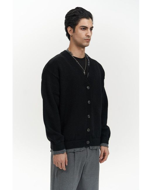MAİ COLLECTİON Raid Double Collar Schwarzer Strickpullover Für Herren in Black für Herren