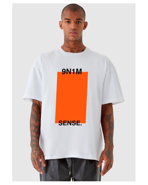 9N1M SENSE Sense orange square tee in White für Herren