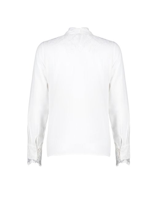 Trendyol White Farbenes hemd mit spitzendetail und bindeband