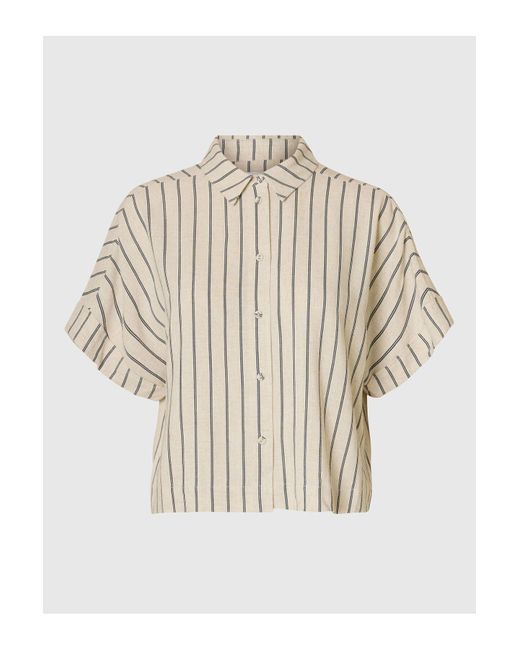 SELECTED Natural Crop-Bluse Streifen Für Damen