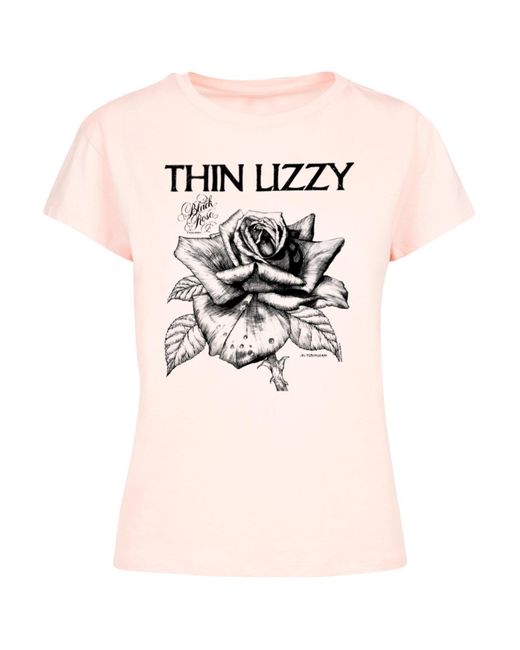 Merchcode Pink Ladies thin lizzy rose logo box tee