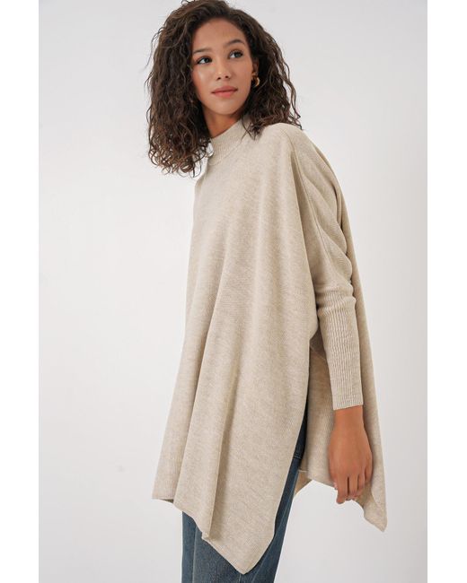 Bigdart Natural 15783 Poncho-Pullover Mit Schlitz – Für Damen