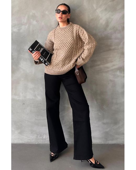 Madmext Brown Nerzfarbener Strickpullover Mit Rundhalsausschnitt Für Damen