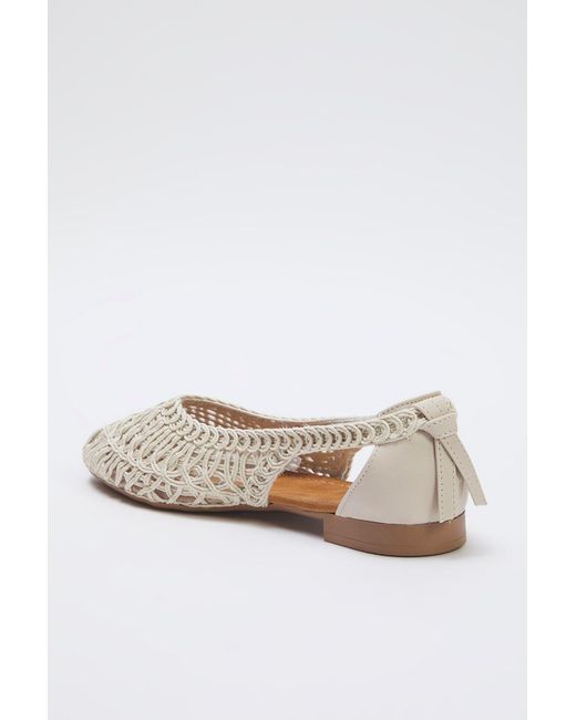 Trendyol White Gestrickte, Gemusterte, Mandelförmige Ballerinas Für Damen