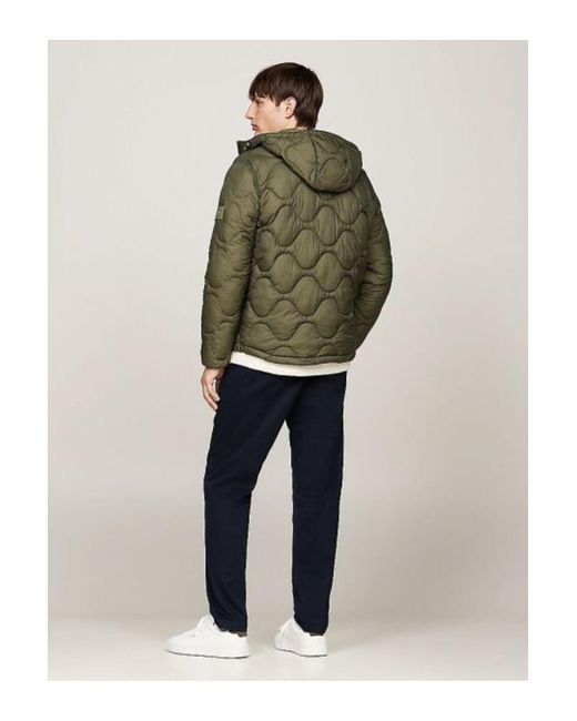 Tommy Hilfiger Green Daunenmantel – Logo, Gesteppt Und Mit Kapuze, Reguläre Passform