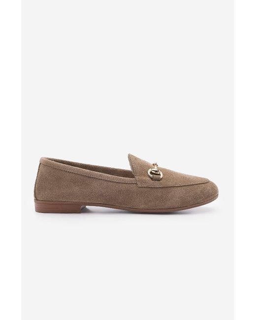 Marjin Brown Loafer Aus Echtem Leder Mit Kette – Tanle Tan Wildleder-Freizeitschuhe Für Damen