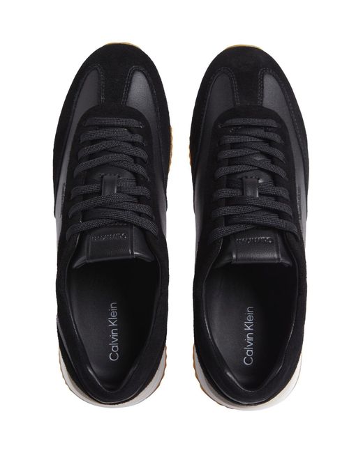 Calvin Klein Black Lth Sue Mix Runner Schnürschuhe Für Damen