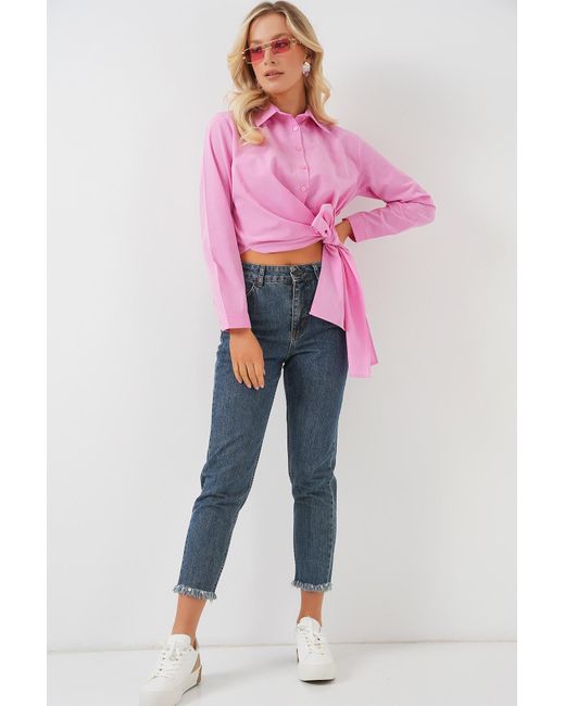 Bigdart Pink Langarmhemd Zum Binden 20325 – Rosa Für Damen