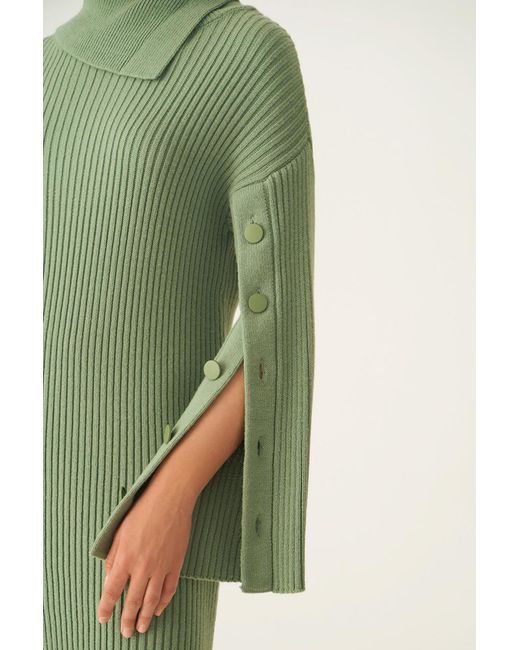 Perspective Green Mayra strickkleid in normaler passform mit u-ausschnitt unterhalb des knies und er farbe