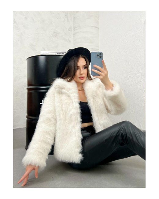 ZF BUTİK Black Importierter Pelz Pelzpullover Mit Schalkragen Für Damen
