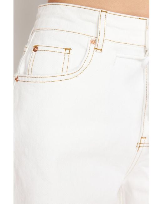 Trendyol White Farbene jeans mit hoher taille und weitem bein und detail
