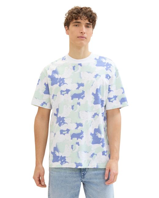 Tom Tailor Entspanntes t-shirt mit allover-print in Blue für Herren