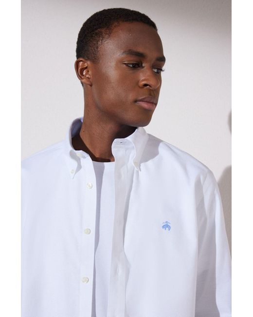 Brooks Brothers Weißes, Bügelfreies Hemd Mit Regulärer Passform Und Breiter Passform Für Herren in White für Herren