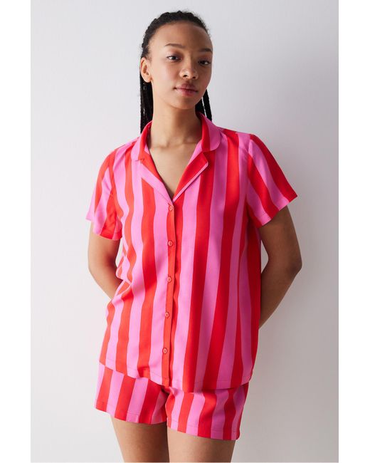 Penti Pink Es pyjama-set "for you" mit hemd-shorts