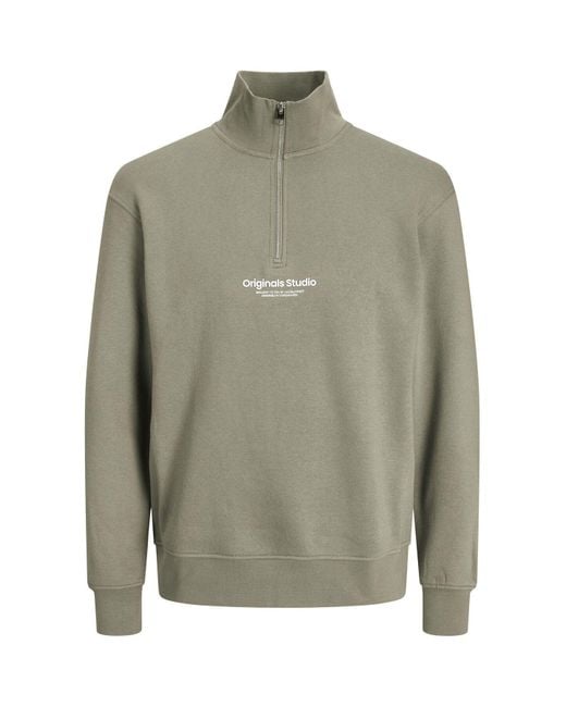 Jack & Jones Sweatshirt text sweatshirt mit halbem reißverschluss in Green für Herren