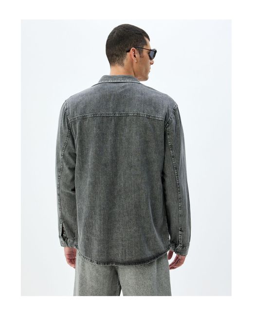Koton Jeanshemdjacke Mit Langen Ärmeln Und Pattentaschendetail Aus Baumwolle Für Herren in Multicolor für Herren