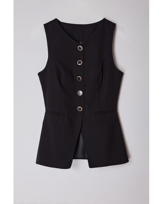 Trendyol Black Schwarze Gewebte Weste Mit Rundhalsausschnitt