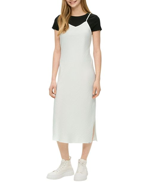 Qs By S.oliver White Kleid, kurz, v-ausschnitt, spaghettiträger