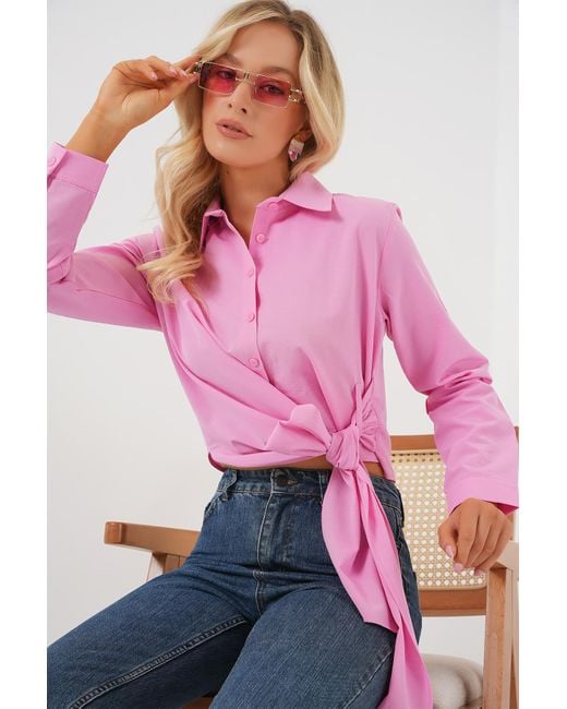 Bigdart Pink Langarmhemd Zum Binden 20325 – Rosa Für Damen