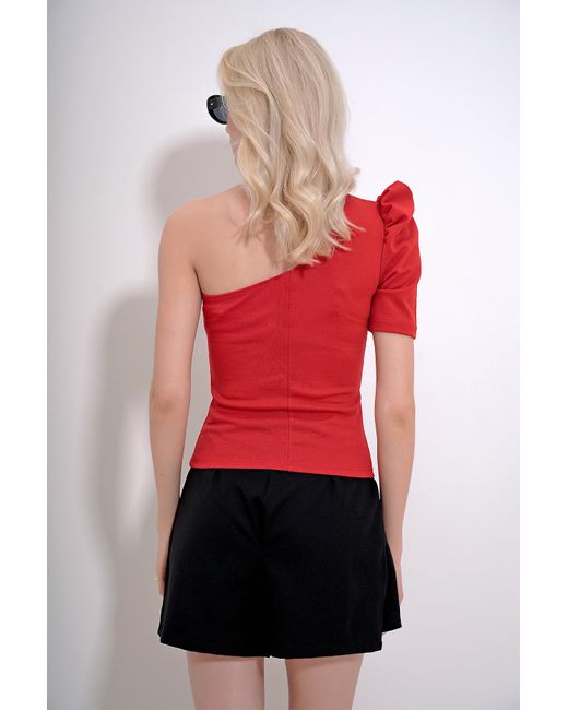Trend Alaçatı Stili Red E bluse mit einschultriger schulter