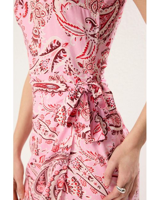 Trendyol Pink Rosafarbenes, Gewebtes A-Linien-Midikleid Mit Schalmuster Für Damen