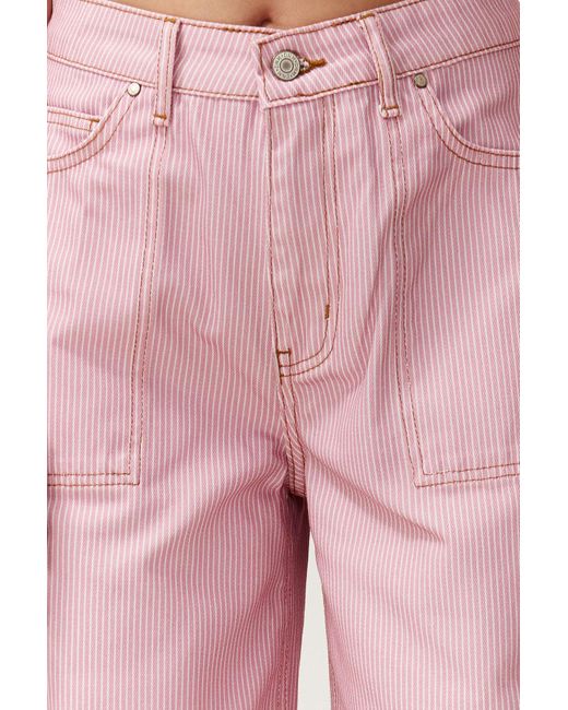 Trendyol Pink Gestreifte barrel-jeans mit hoher taille