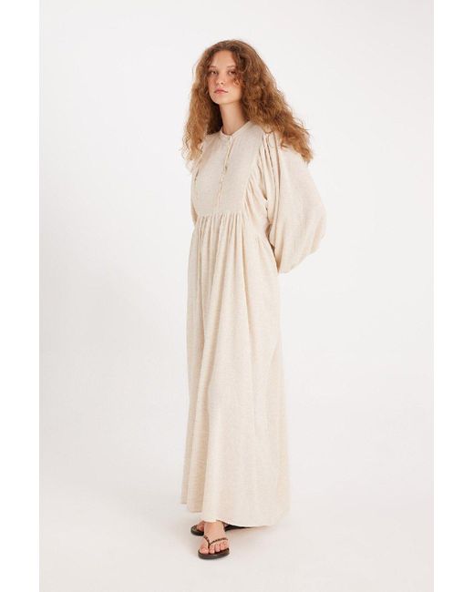Defacto Multicolor Manuka Maxikleid Aus Baumwolle Mit Vorspringendem Kragen – Langarm Für Damen