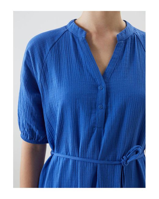 LC Waikiki Blue Lcwaikiki Klassisches Kleid Mit Blauem, Strukturiertem Kragen Für Damen