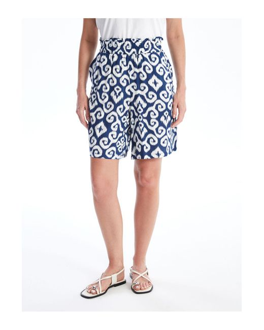 LC Waikiki Blue Gemusterte Shorts – Elastische Taille Für Damen