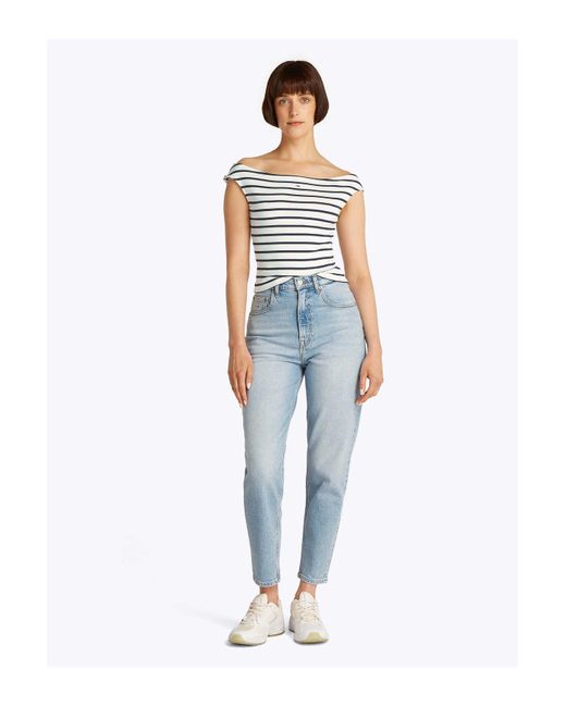 Tommy Hilfiger White Tjw Boat Neck Top Ss Ext Für Damen