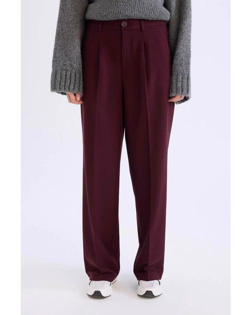 Defacto Red Klassische Hose Mit Hoher Taille Und Weitem Bein Und Doppelter Tasche – D4360Ax25Sp Für Damen