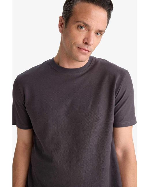 Defacto 100 Baumwolle, Reguläre Passform, Rundhalsausschnitt, Kurze Ärmel, Schweres Stoff-T-Shirt Für Herren in Purple für Herren