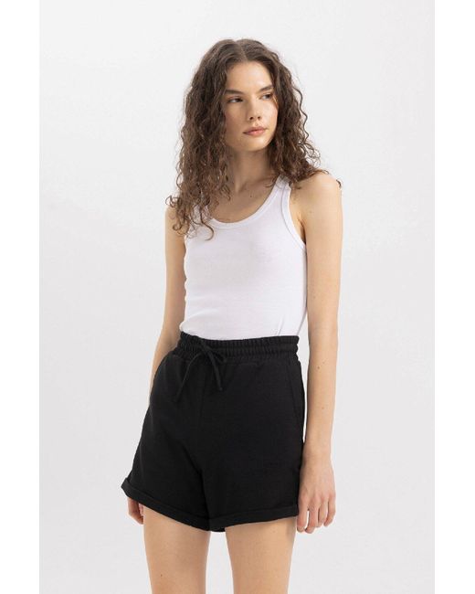 Defacto Black Regular Fit Bermuda Shorts
