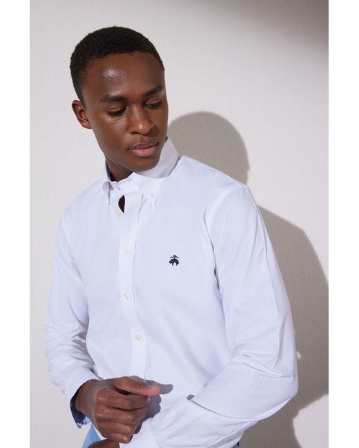 Brooks Brothers Weißes, Bügelfreies Slim-Fit-Hemd Aus Baumwolle Mit Schmaler Passform Für Herren in White für Herren