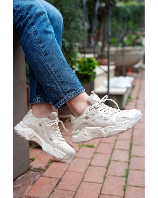 Marjin White Pizen Sneaker – Sportschuhe Mit Dicker Sohle Und Schnürung Für Damen