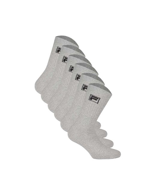 Fila Gray 6 paar socken unisex frottee-tennissocken, crew socks, logobund, 35-46 - 39-42