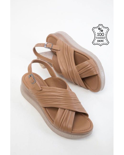 Soho Brown Nerz Echtes Leder Sandalen Für Damen