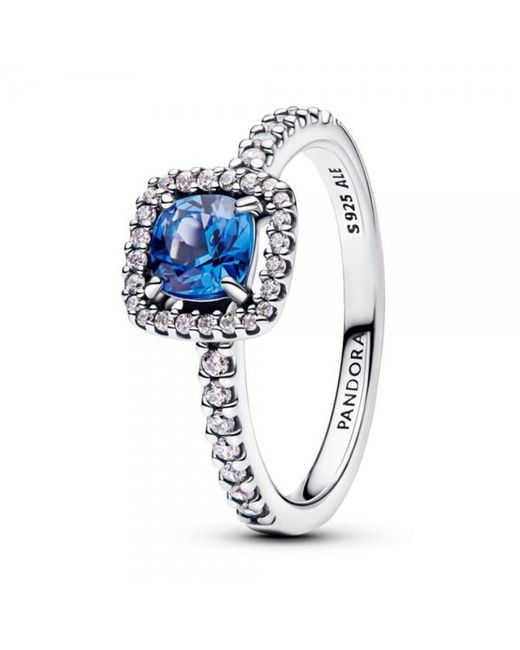 Pandora Blue Hellblauer Quadratischer Halo-Statement-Ring 193555C01