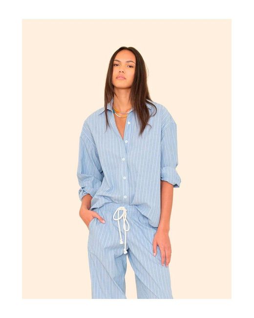 Xirena Blue Hayven Striped Shirt