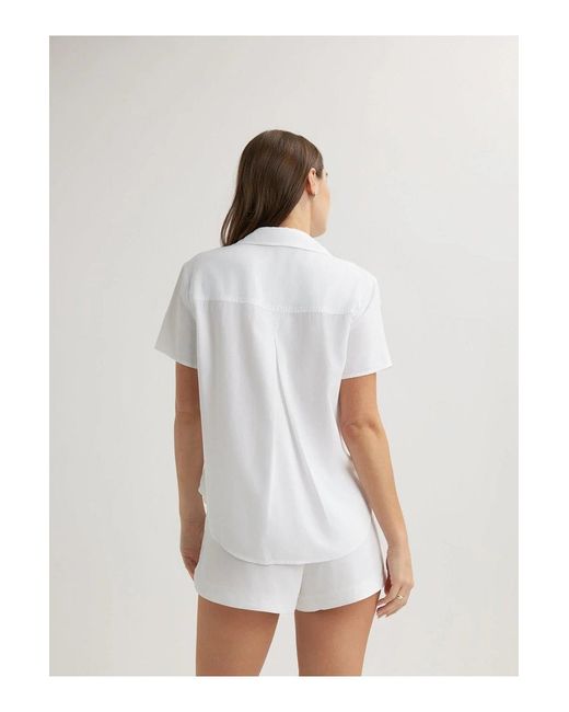Bella Dahl White Short Sleeve Pocket Button Down
