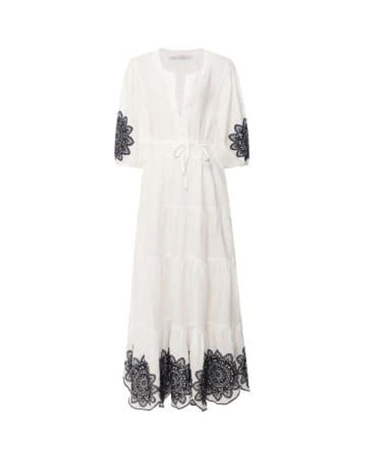 Long Dress Daisy With Belt In And Black 230068 di Greek Archaic Kori in White