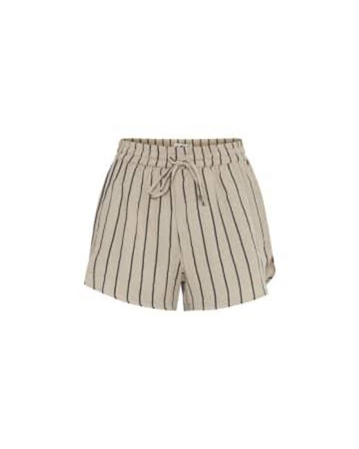 Ichi White Foxa Striped Beach Shorts-doeskin/ Stripes-20120964