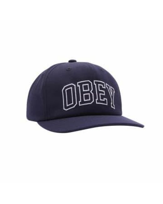 Obey Blue Academy 6 Panel Cap One Size for men