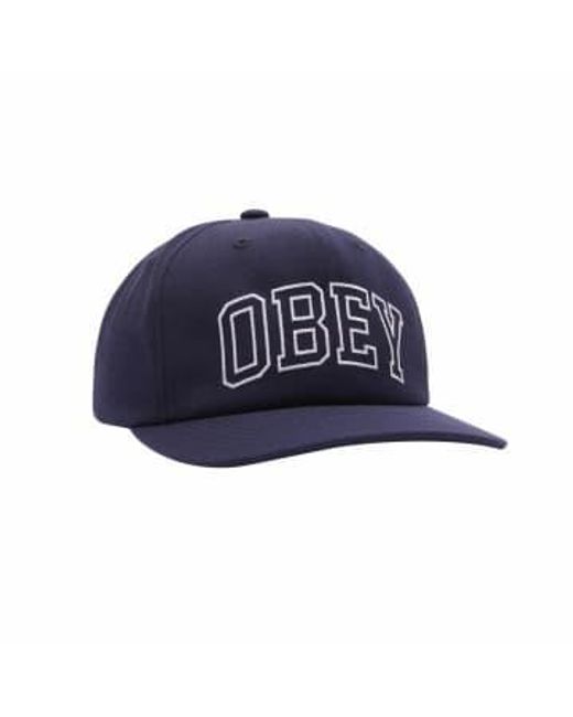 Academy 6 Panel Cap di Obey in Blue da Uomo