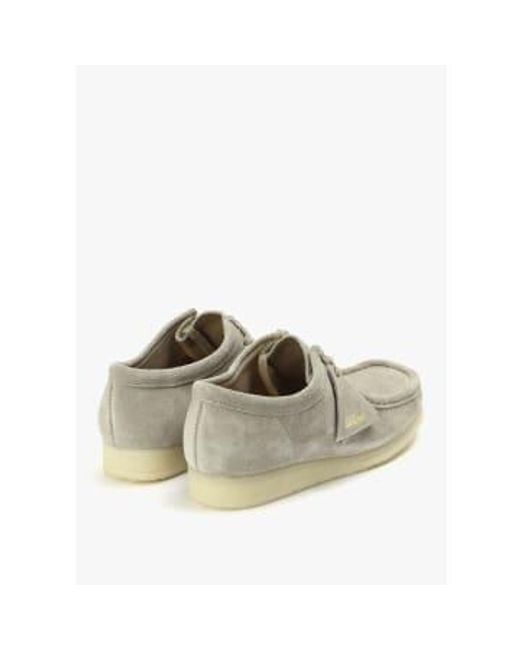 Clarks White S Wallabee Suede Shoes for men