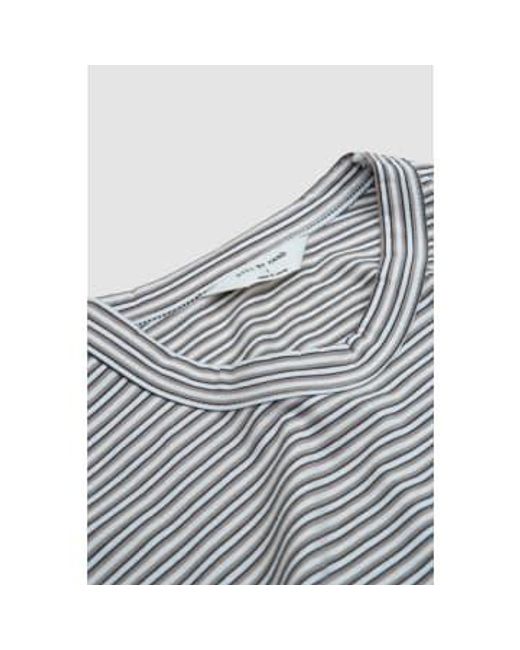 Still By Hand Gray Striped T-shirt Beige/white 2 for men