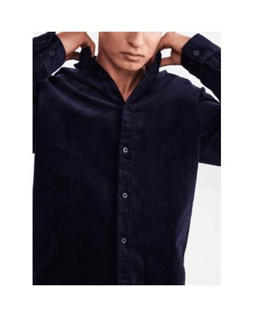 Camisa pana marina oscura leif Anerkjendt de hombre de color Blue
