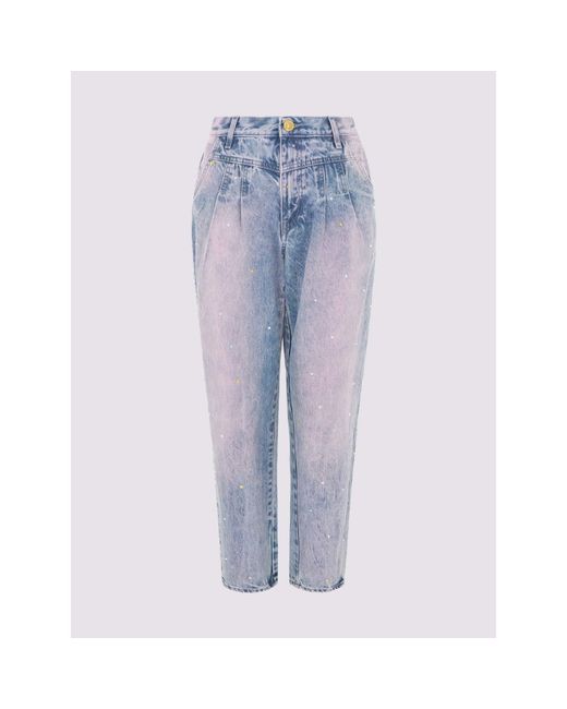 Hayley Menzies Blue Hayley Zies Acid Wash Crystal Vintage Tapered Jeans In Twilight Purple