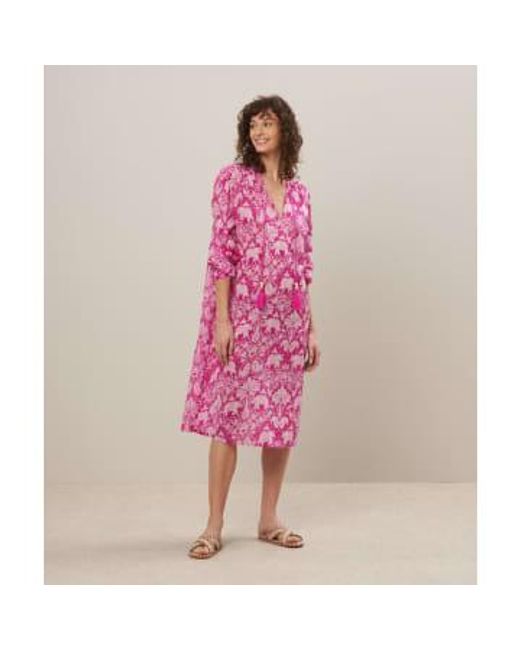 Hartford Pink Rahma Elephant Print Dress 0