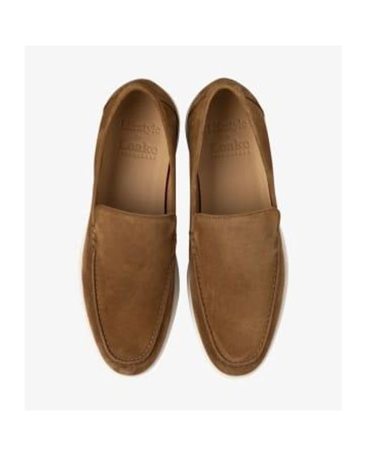 Loake Brown Chestnut Tuscany Suede Loafers for men